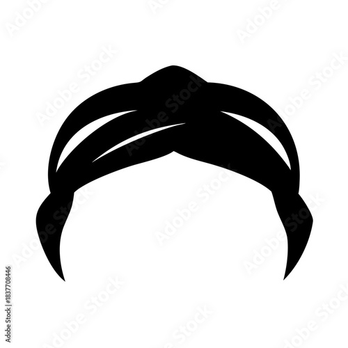 Sikh Turban Silhouette Vector Illustration On White Background