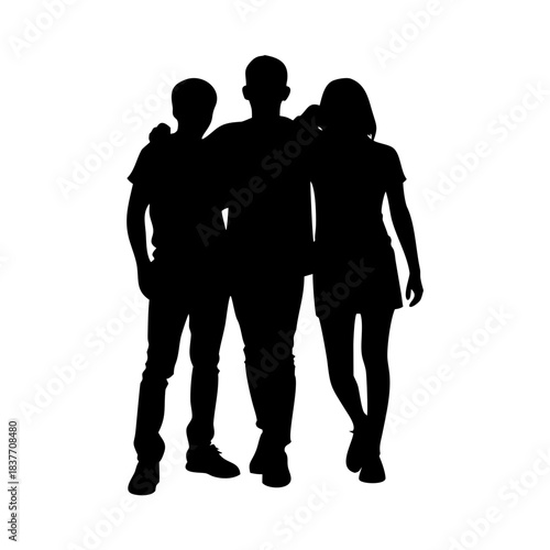 Three Friends Silhouette Vector Illustration