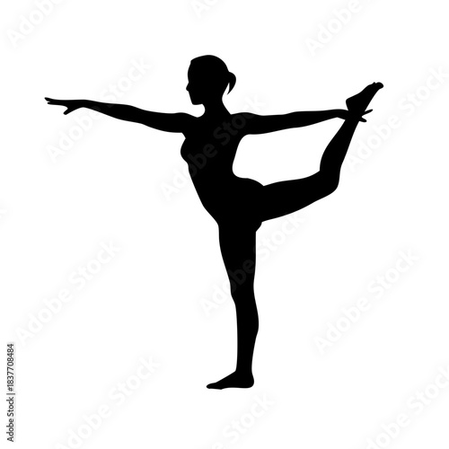 Tree Balance Yoga Silhouette Vector Illustration