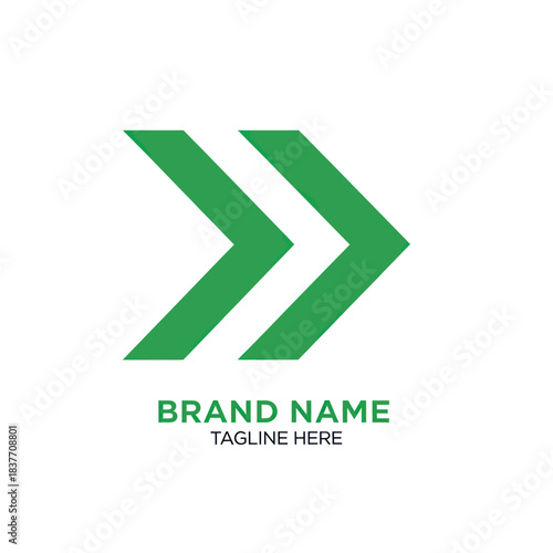 Green Double Right Arrow Logo Design Concept Illustration.