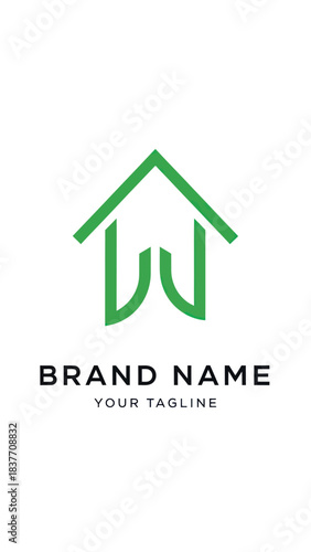 Green House Logo Design with Brand Name and Tagline.