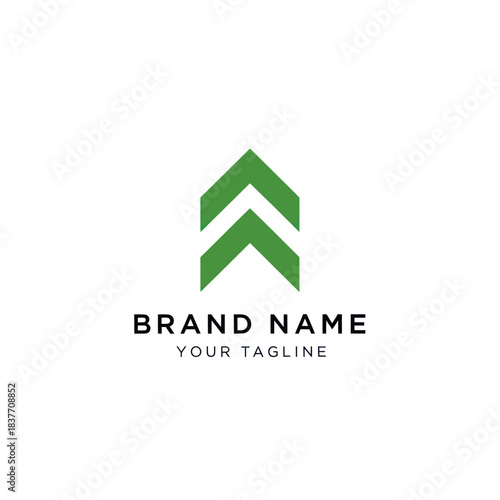Green double arrow pointing upwards logo design concept.
