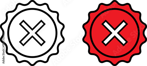 Outline and Red X-Mark Badge Icons