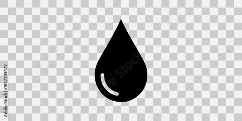 Black drop silhouette on transparent background