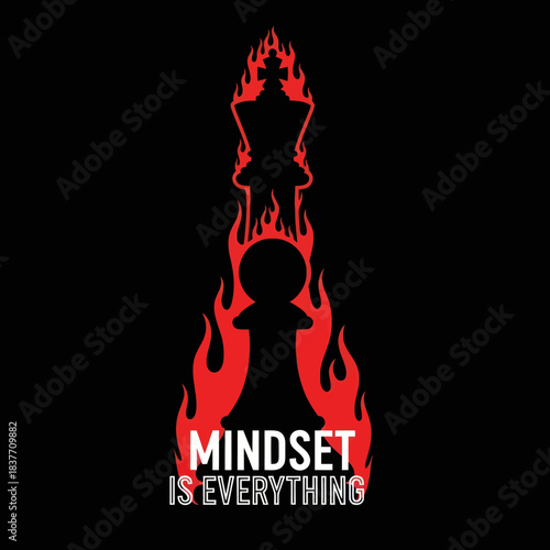 Mindset is Everything Chess Pawn to King Transformation in Flames.