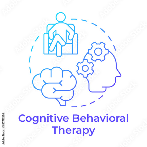 Cognitive behavioral therapy blue gradient concept icon. Mental processes, psychological therapy. Round shape line illustration. Abstract idea. Graphic design. Easy to use in blog post, booklet