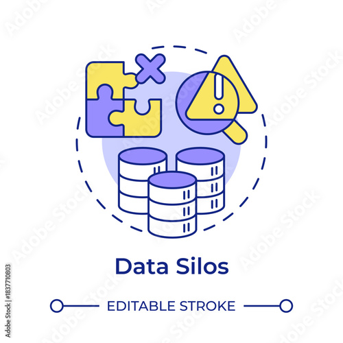 Data silos multi color concept icon. Database system, information organization. Round shape line illustration. Abstract idea. Graphic design. Easy to use in infographic, presentation