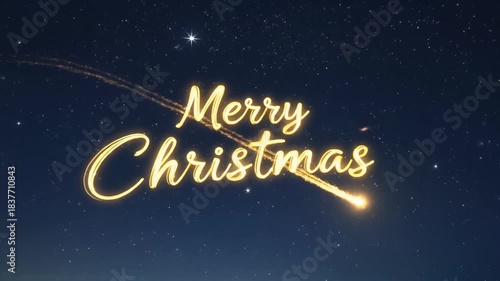 Festive Sparkle A Glowing Merry Christmas Neon Sign Illuminates the Night Sky