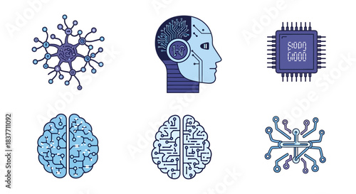 Business management vector icon set with outline illustrations for planning, strategy, organization, and task execution, rendered in a modern flat design style