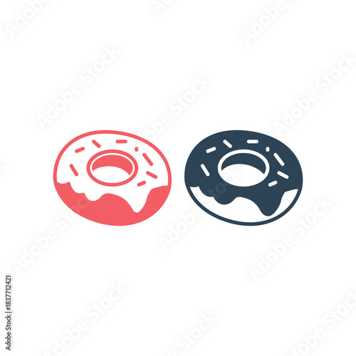 Glazed cake with a hole vector icons set. Donut, Doughnut design illustration