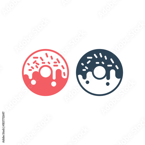 Glazed cake with a hole vector icons set. Donut, Doughnut design illustration