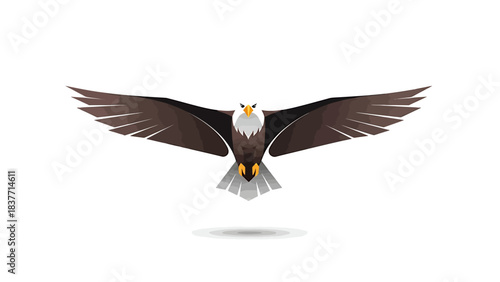 Majestic bald eagle in flight with wings outstretched, symbolizing freedom and power