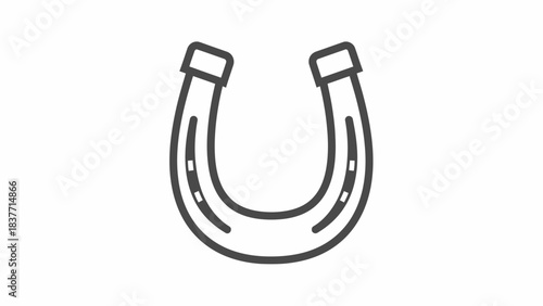 A simple line art illustration of a horseshoe, often associated with good luck and equestrian themes.
