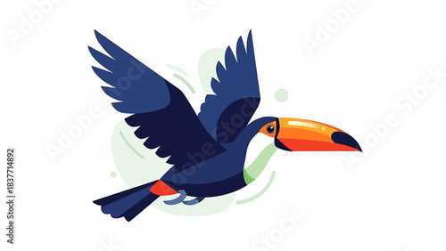 Toco Toucan Flying In The Air Illustrative Design