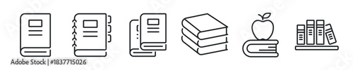 Book thin line icon set. Web minimal editable stroke icons