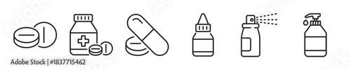 Medicine thin line icon set. Web minimal editable stroke icons