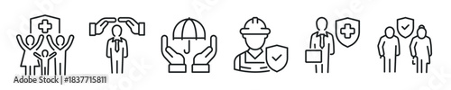 Insurance thin line icon set. Web minimal editable stroke icons
