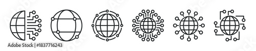 Network thin line icon set. Web minimal editable stroke icons