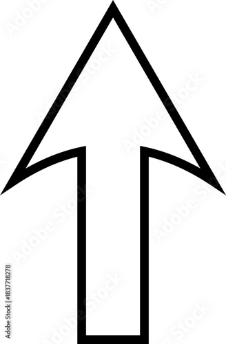 Upward direction arrow outline icon symbol on white background