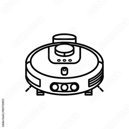 Clean robot vacuum illustration, a circular home appliance for automated floor cleaning