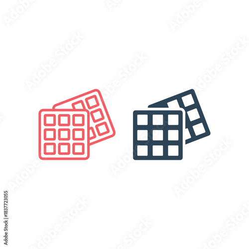 Waffle icons set flat vector template design trendy