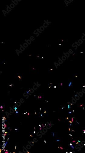 Confetti particles. Mobile-friendly. Perfect for Reels, Stories, and all social media platforms. Vertical video overlay with transparent alpha channel ProRes 4444.