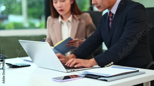 Business team meeting. professional investor working new start up project. Finance task. with smart phone and laptop and digital tablet computer