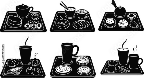 Vector illustration set of diverse hikers and backpackers setting up various camping tents, symbolizing adventure, nature exploration, travel, and wilderness leisure activity.