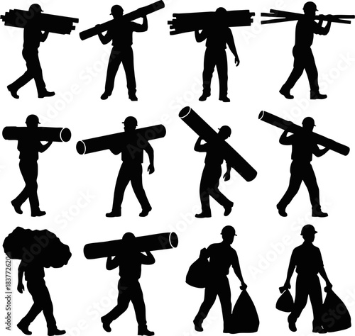 Manual Laborer and Worker Silhouettes