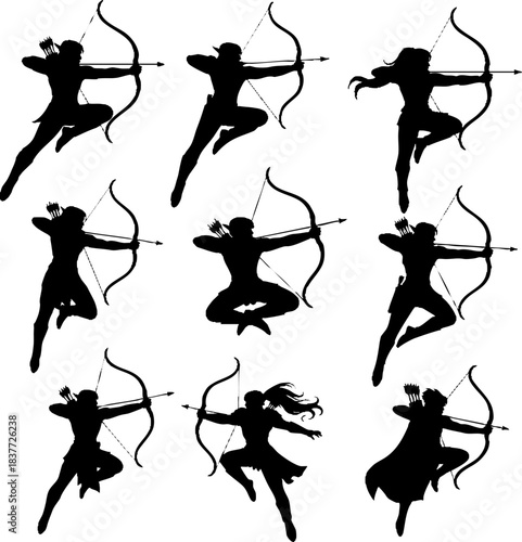 Archer and Bow Hunting Silhouettes