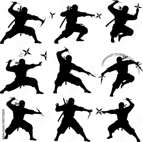 Ninja Throwing Weapon Silhouettes