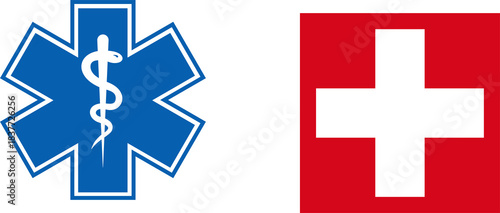 Star of Life and Swiss Cross Symbols icon isolated on transparent background PNG