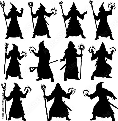 Fantasy Wizard and Mage Silhouettes
