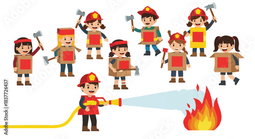 Firefighters Putting Out a Fire