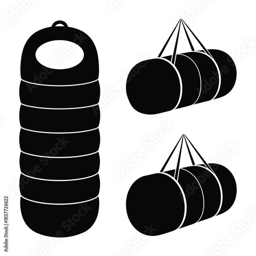 Sleeping Bag Roll Vector, Silhouette, Illustration
