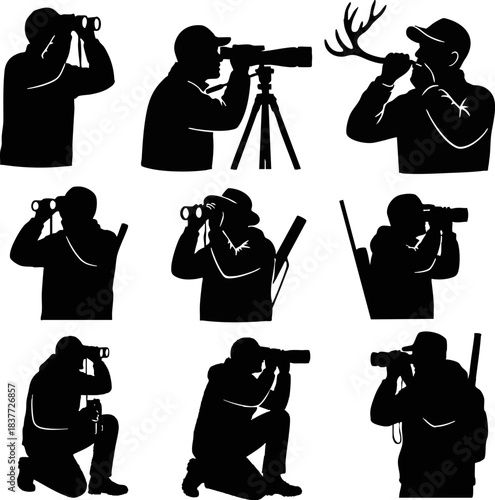 Bird Watching Silhouette Set - Nature Observers