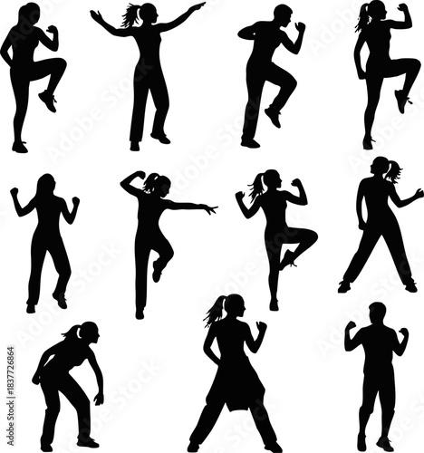 Energetic Dance Silhouette Set - Zumba and Aerobics