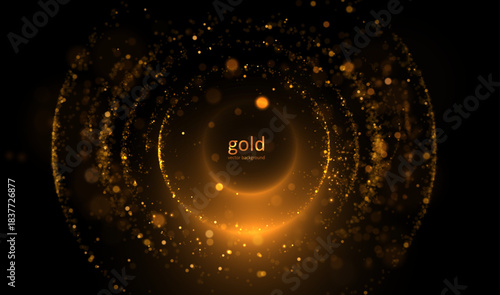 Prestige round award frame from glowing golden bokeh light. Elegant, ceremonial border for high achievement and honor, perfect for corporate recognition graphics, certificates, and award presentations