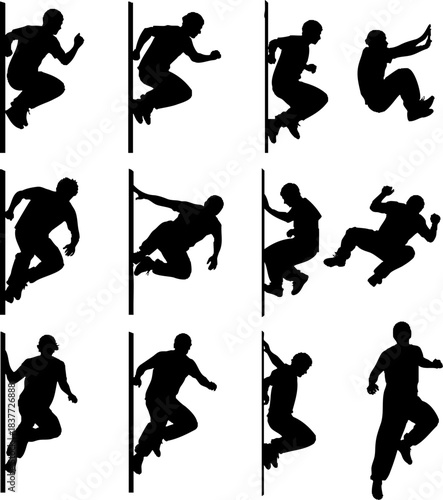 Parkour Climbing Silhouette Set - Wall Run and Hang
