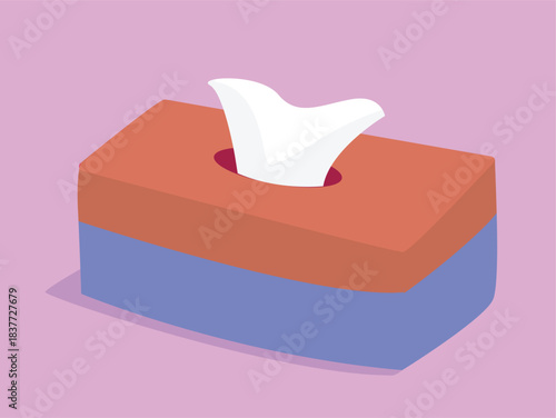 Box of Tissues: A close-up shot of a tissue box, with a tissue partially pulled out, sitting against a simple and calm background. The image evokes feelings of comfort, hygiene, and everyday life.
