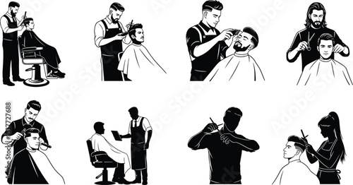 Vector silhouette collection of astronauts floating in space suits, illustrating space exploration, zero gravity, future science technology, and celestial adventure concepts.