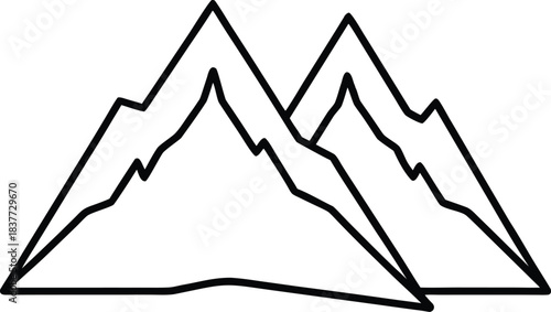 Minimalist black line art of overlapping mountain peaks