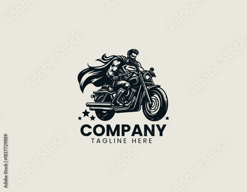 Super Hero Biker black vector logo illustration