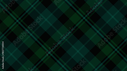 Checkered tartan plaid with twill weave repeat pattern in green black white.Christmas gingham seamless pattern.Geometric graphic vector illustration background design for fabric and print.