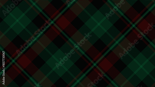 Checkered tartan plaid with twill weave repeat pattern in green black white.Christmas gingham seamless pattern.Geometric graphic vector illustration background design for fabric and print.
