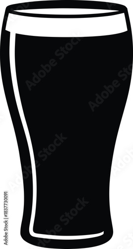 Black pint glass silhouette on white background beer
