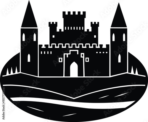 Irish Castle Silhouette Medieval Fortress Design Black Vector 2