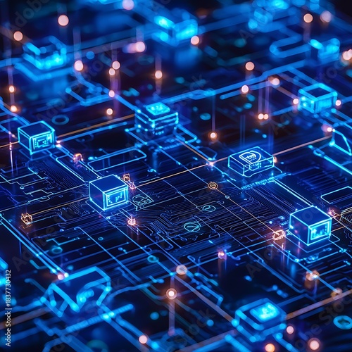 Wallpaper Mural Dynamic data nodes illuminating cyber landscape high resolution picture Torontodigital.ca