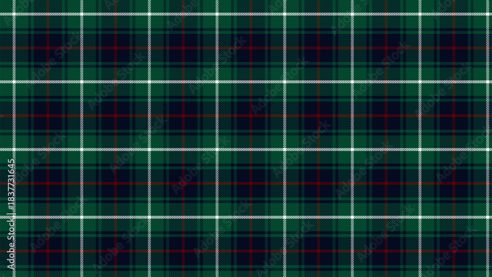Fototapeta premium Checkered tartan plaid with twill weave repeat pattern in green black white.Christmas gingham seamless pattern.Geometric graphic vector illustration background design for fabric and print.