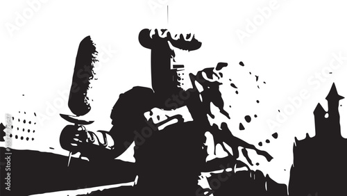 High contrast silhouette of a guitarist performing on stage.